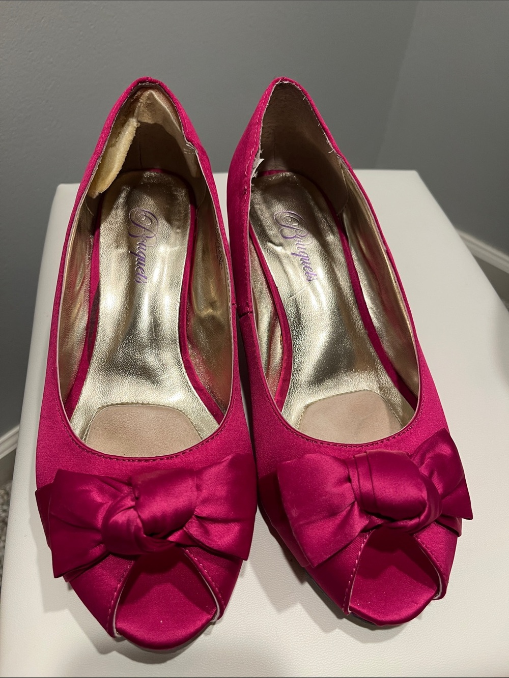 Women's Pink Bow Peep-Toe heels